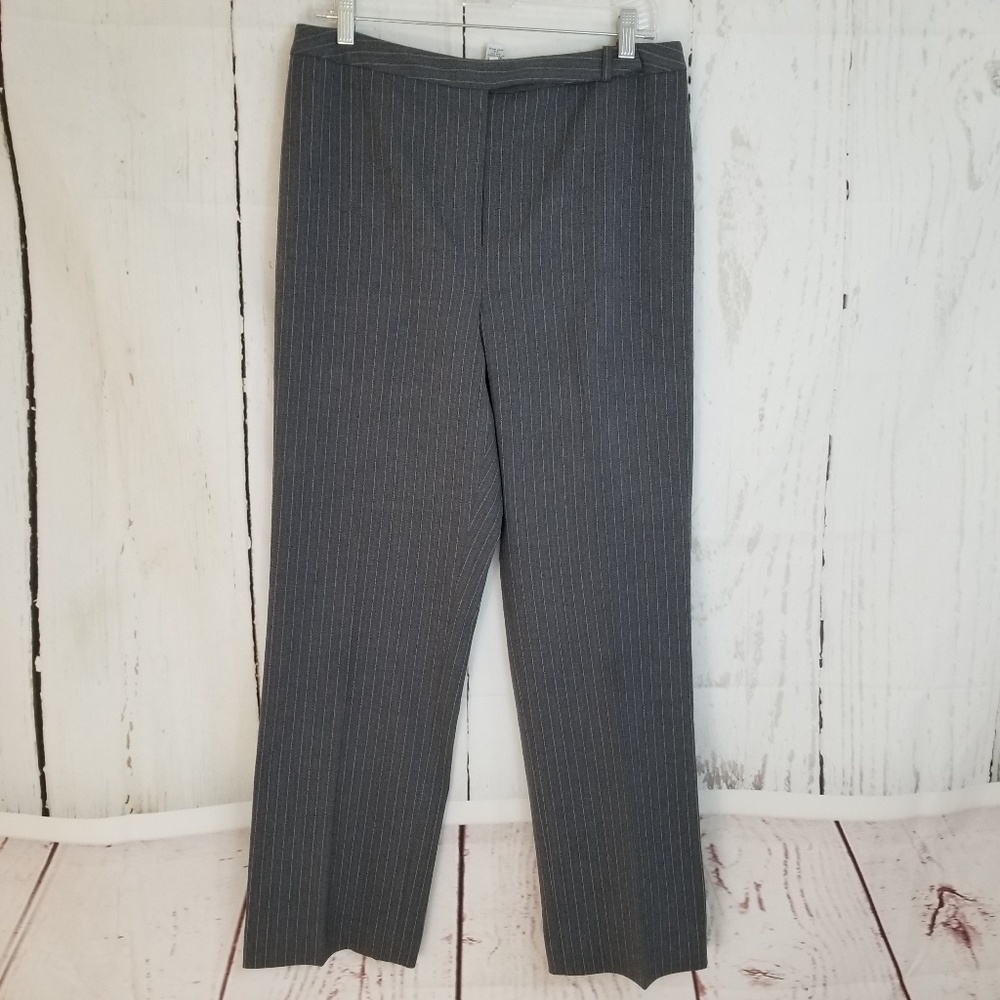 Ann Taylor Loft Dress Pants Sz 12 Gray Blue Stripe